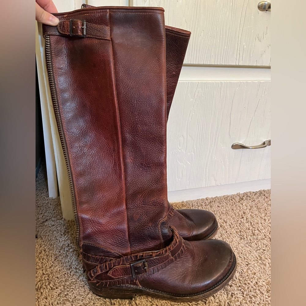 Leather knee high boots